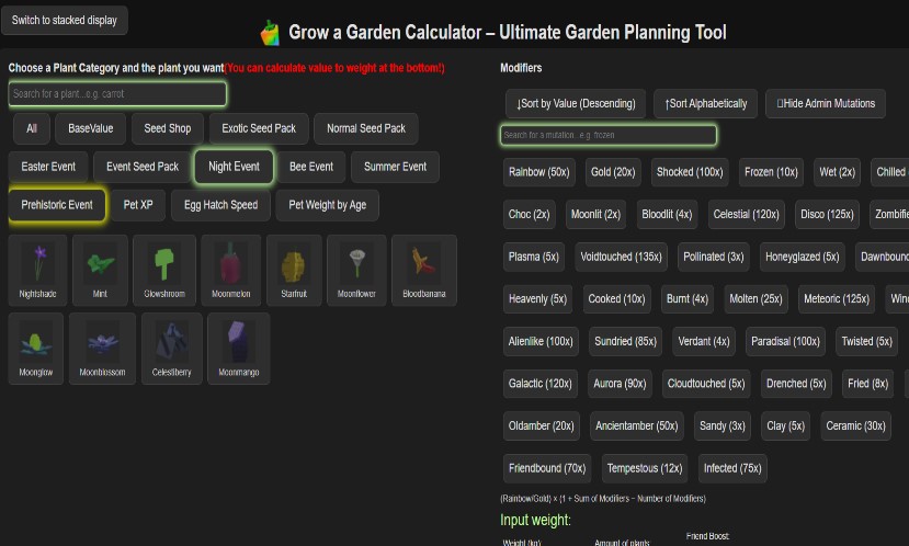 Grow A Garden Calculator